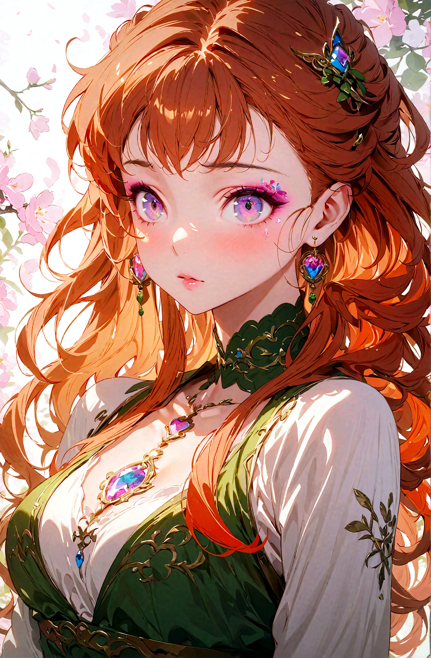 best quality,masterpiece,ultra high res,intricate detail,8K,sharp focus,((no text)),(extremely detailed CG unity 8k wallpaper),Center, 1 Girl, Kawaii Dragon Knight, Red hair, Violet Eye, Long wavy hair,Vivid colors, epic work, Epic Proportions, HD perfect face, exquisite makeup,close up