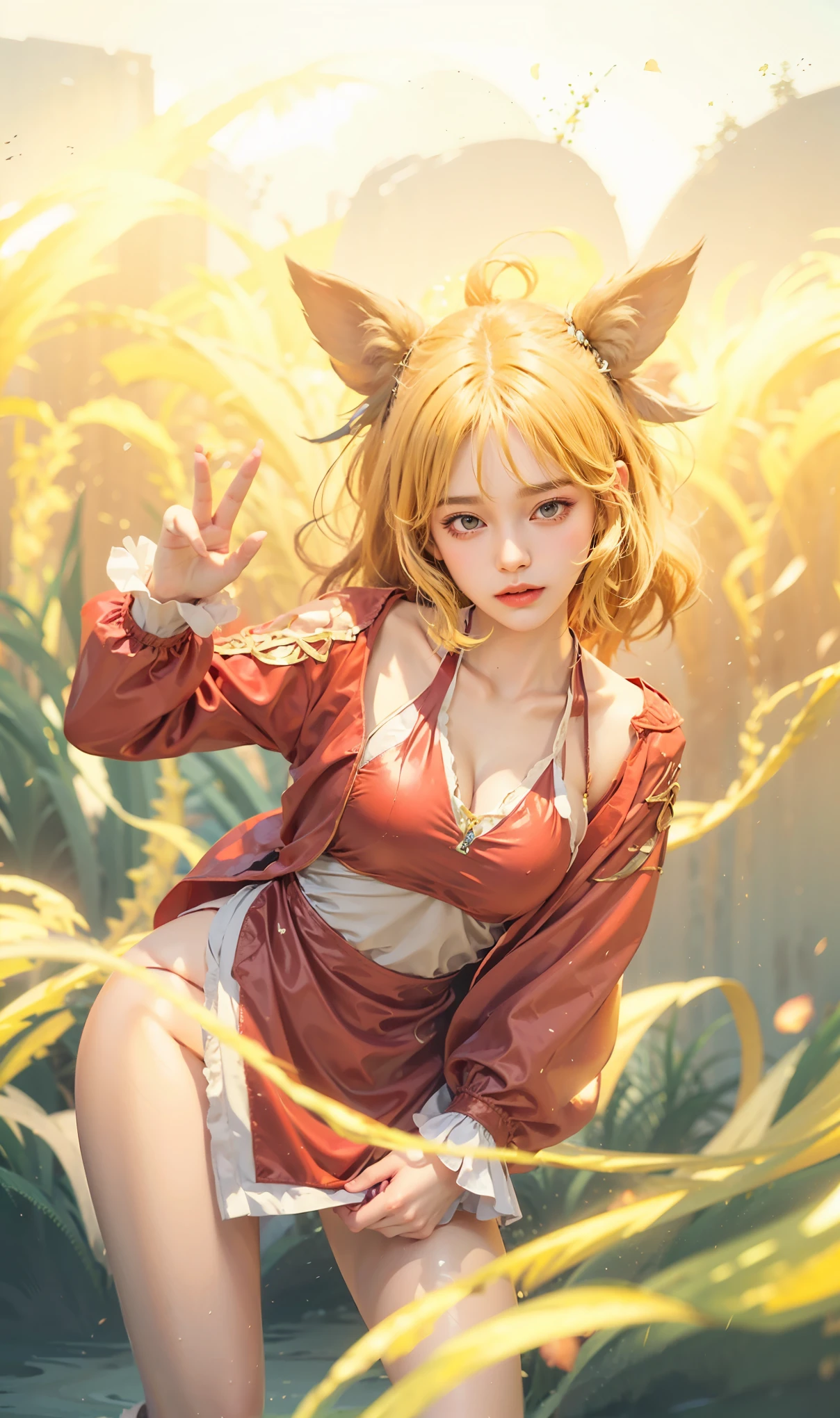 a close up of a girl Blonde hair , big booobs , shadowbringers cinematic, 4 k detail fantasy, a beautiful fantasy empress, game cg, xianxia fantasy, xianxia hero, 2. 5 d cgi anime fantasy artwork, cinematic goddess close shot, ruan jia and artgerm, wow 4 k detail fantasy, hyperdetailed fantasy character