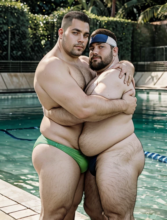 RAW, realistic photo of a national foundation,Masterpiece,top quality,fat man,Hug a man,wearing Speedo vermelho ou azul ou verde, praticando RAW, realistic photo of a national foundation,Masterpiece,top quality,fat man,Hug a man,wearing Speedo verde ou amarelo ou branco，stand up paddle.