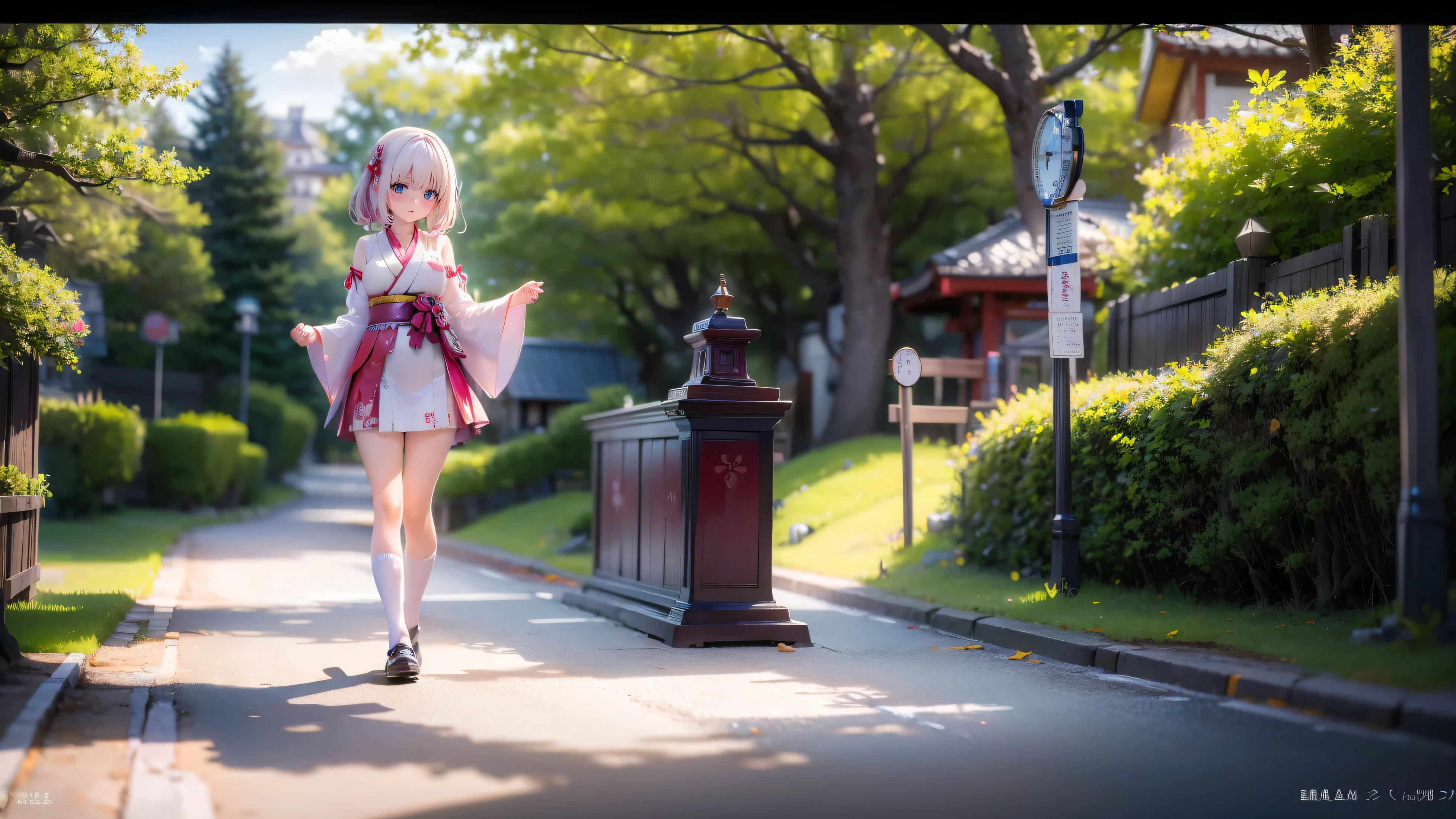 Girl、、Shrine maiden's kimono、One breast is sticking out