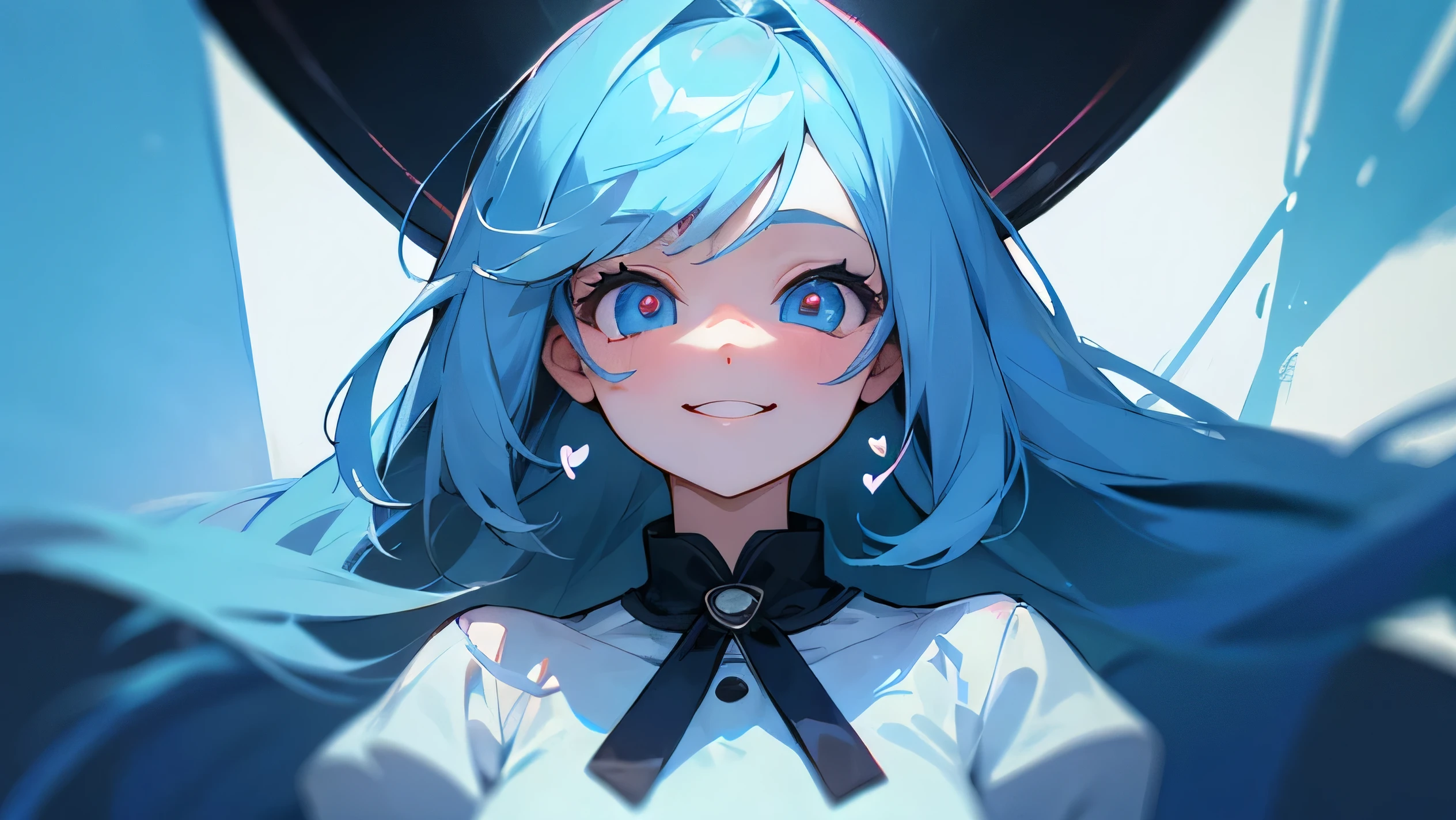 A girl with a happy face and heart-shaped eyes