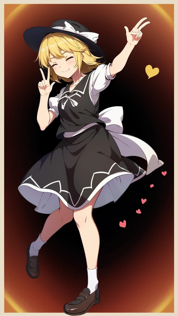 1girl, , , masterpiece, best quality, 10 years old, medium blonde hair, forehead visible bags, yellow eyes, hat, heart, black headwear, puffy short sleeves, log black skirt, heart hads,,1girl, solo, yellow eyes, yellow hair, bow, hat bow, socks, black footwear, black skirt, short sleeves, yuki (touhou), black vest, white sleeves, frill skirt, light smile, from behind, to lift up one’s skirt, cowboy shot, from front, standing , raise one leg, crossed arms, arms up behind, arms behind back, hand between legs, put hands hip, one hand on hip, forward hands, arms raised in the air, punch hands, peace sign, waving, put up index finger, sit, lie down, closed eyes, lie face down, looking back, put one hand chest, leaning forward, cleavage, close up, horizontally outstretched arms, horizontally outstretched legs, front view, front face