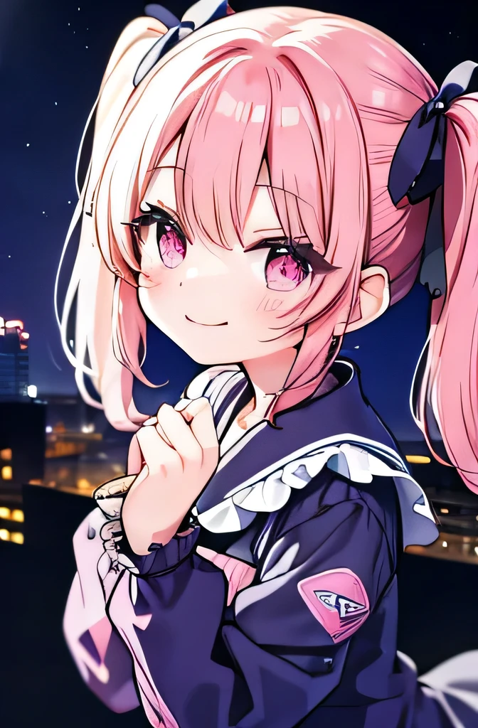 Mine Suit、night、pink、smile、Twin tails