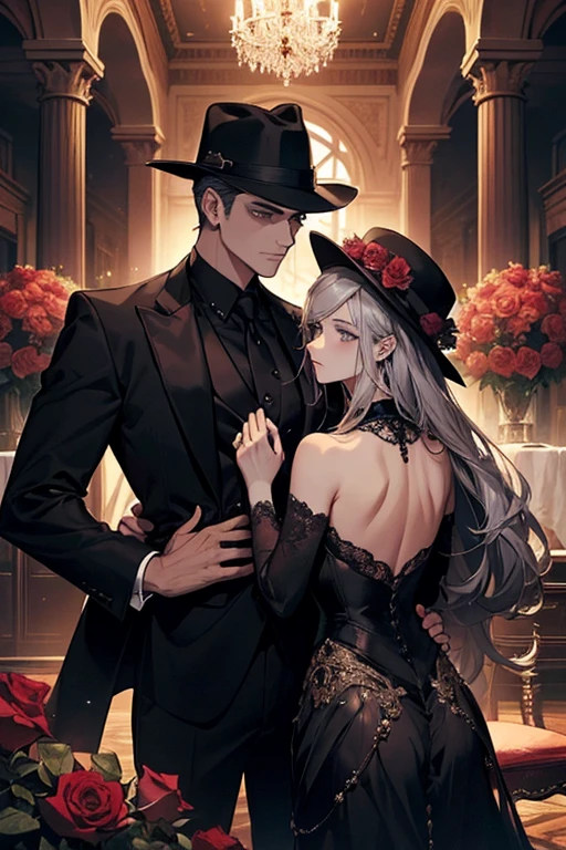 **Color Palette**: Select a color palette that exudes passion and mystery. Deep reds, blacks, and grays can symbolize both romance and the dangerous world of the mafia. Adding a hint of gold or silver can convey luxury and wealth.
**Images or Illustrations**:
- **Couple**: Feature a couple on the cover, with the female character (Emma) and the male character (Lucas) in an embrace, or a passionate pose. Make sure their chemistry is visible, but keep it tasteful.
- **Mafia Element**: Incorporate subtle mafia-related imagery, such as a silhouette of a man in a fedora, or a gun and roses, to hint at the danger in the story.