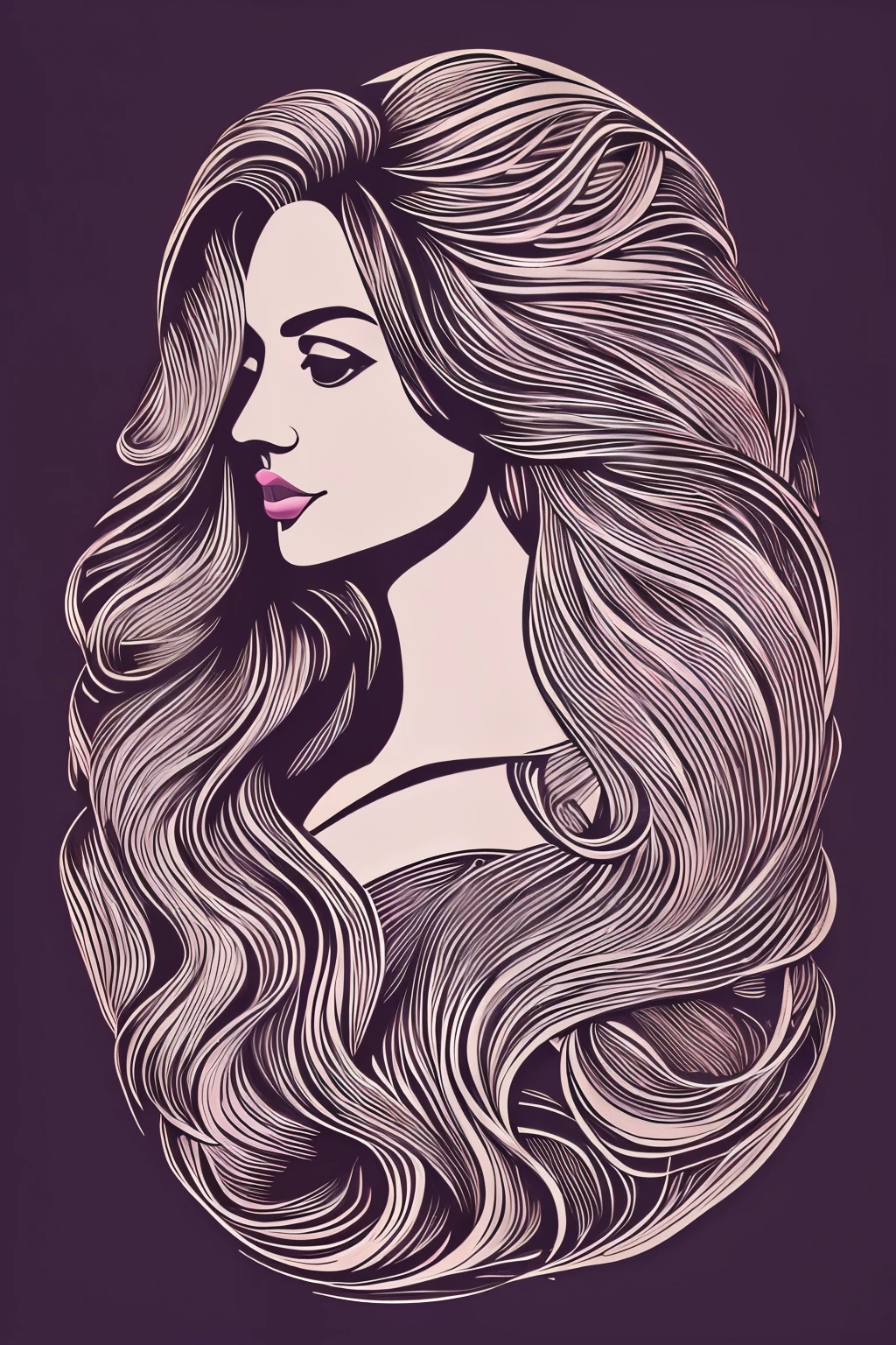 best quality, super fine, 16k, incredibly absurdres, extremely detailed, 2.5D, delicate and dynamic, pastel color pop art, colorful heart-shaped marquetry, (monochrome silhouette of beautiful woman with flowing hair)