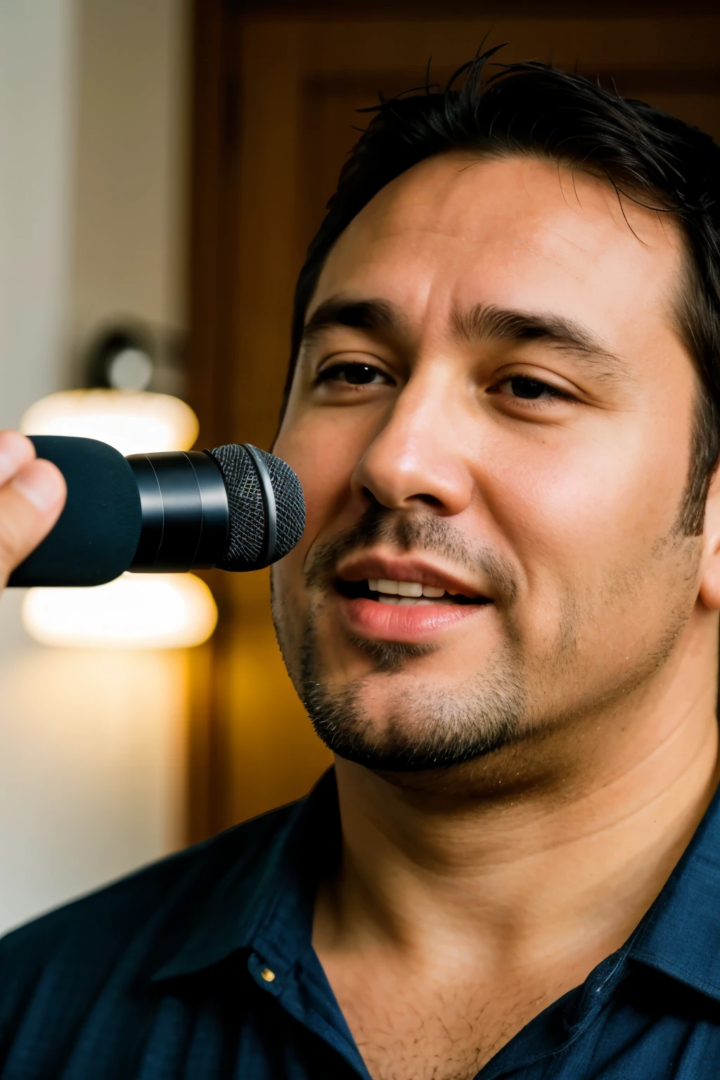 40 year old man with thick voice being interviewed 