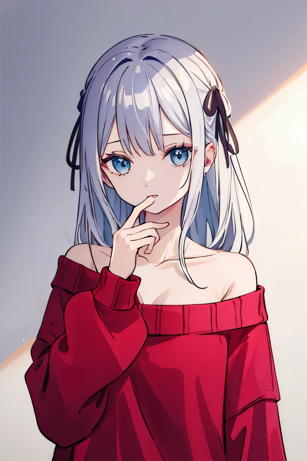 ((highest quality)), ((masterpiece)), (detailed), One girl, Off-the-shoulder sweater,