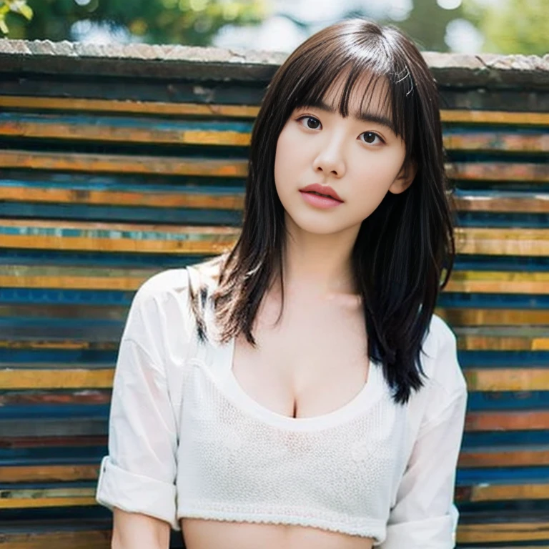1 Female,Cleavage,Focus on the cleavage,sexy,Realistic,Highest quality,8K, Ultra high definition,RAW Photos,Perfect figure,Beauty,Small breasts,View your viewers,Shooting from directly in front,Sports bra,Upper body zoom