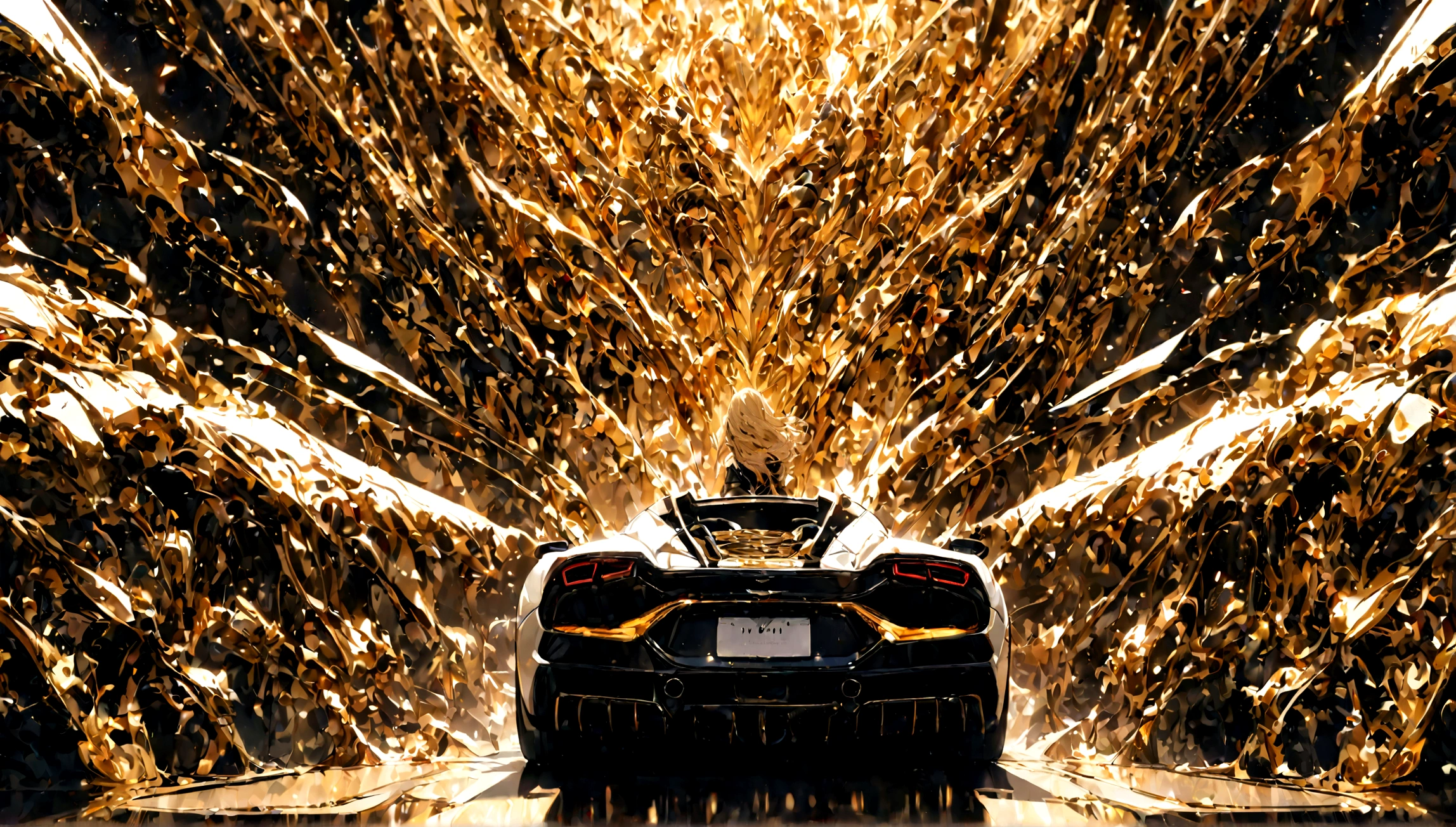 sexy girl with a supercar dorado