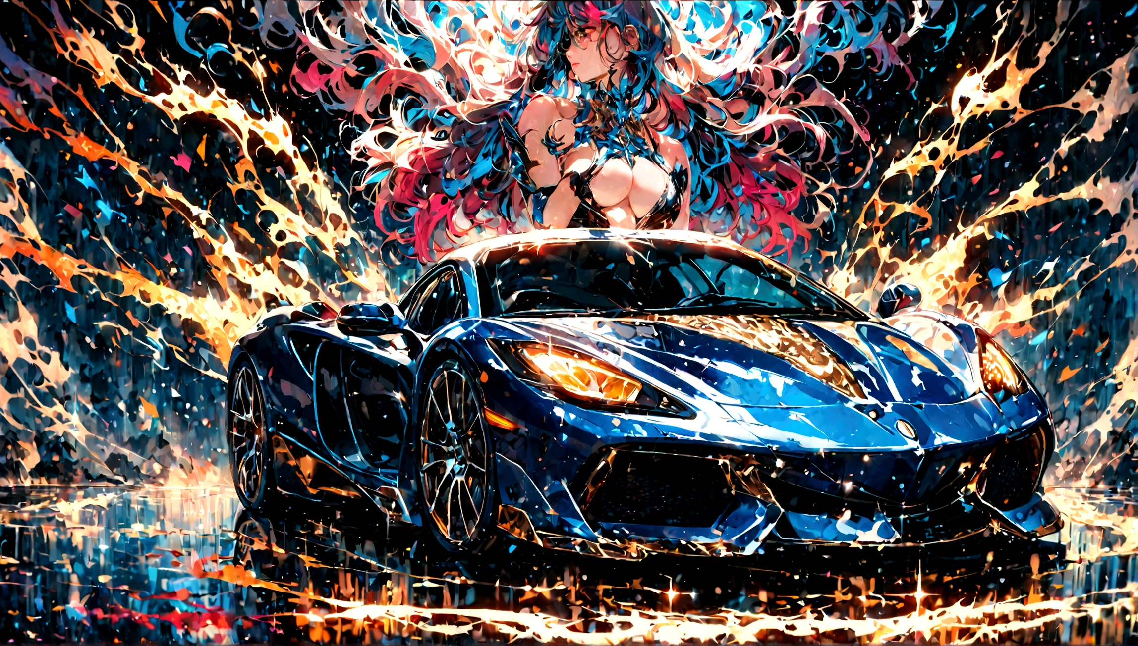 sexy girl with a supercar dorado