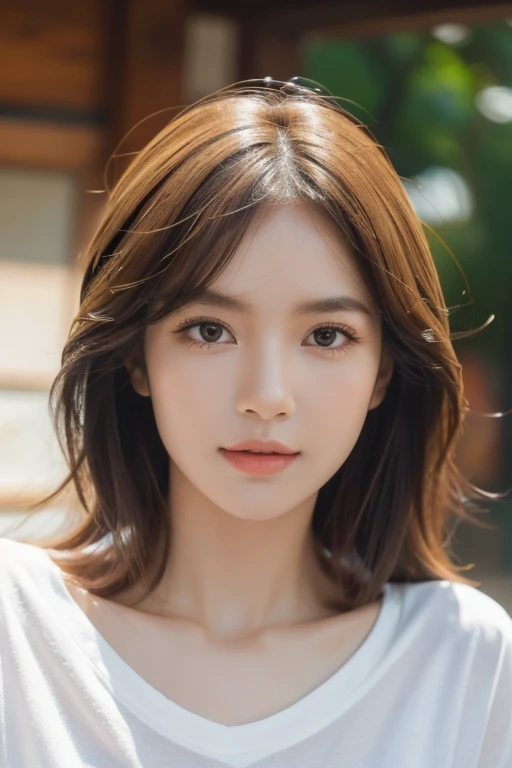 (8K, RAW photo, Best Quality, Masterpiece: 1.2),
(ultra high res, photorealistic:1.40, natural backlight), glorious picture, hyper realism,
Coboy shots, big wavy long hairstyle,
Soloangel, No makeup,
Natural detailed eyes,
Natural detailed lips,
(white t-shirt),
(Puffed big breast)
Seductive smile facing the camera,
Highly detailed face and skin texture,
Vivid colors,
Sharp focus