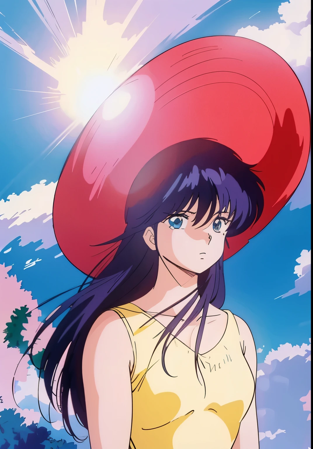 high quality, masterpiece, madoka, 1girl, smile, smile, 80s anime vibe, style of macros, 80s anime style, 80s anime art style, macros, 1980's anime style