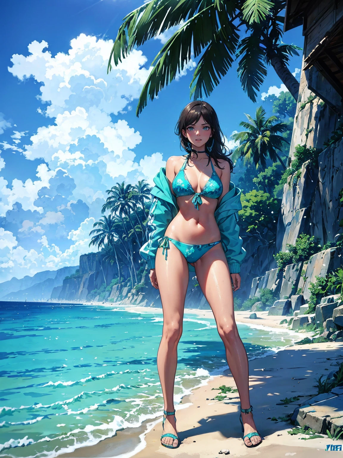 Grand Theft Auto 5, turquoise bikini, simple,