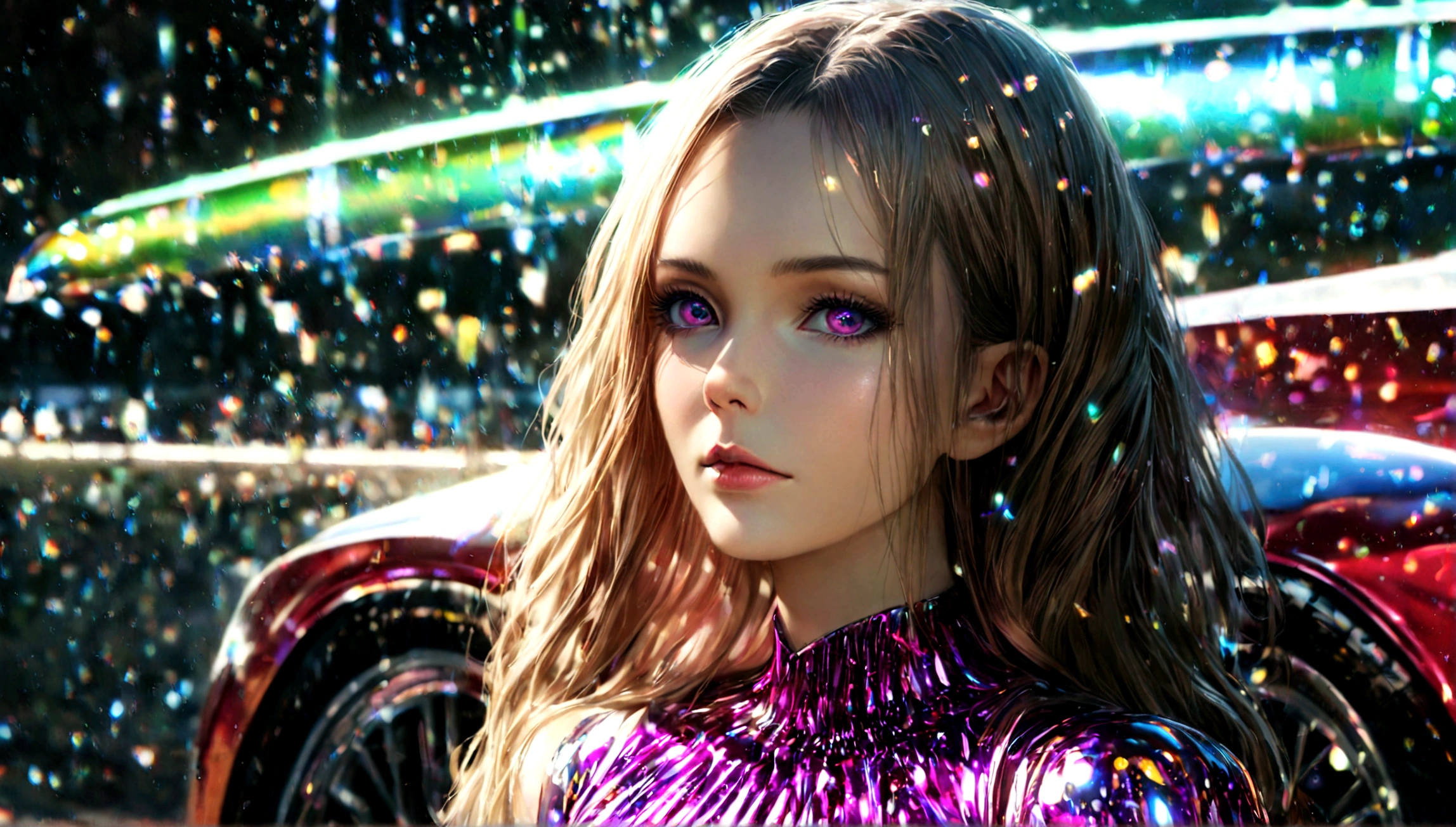 a beautiful girl in a tight dress posing next to a superdeportive car, hyper realistic, 8k, cinematic lighting, detailed facial features, photorealistic, volumetric lighting, dramatic shadows, highly detailed, intricate details, stunning, exquisite, flawless skin, elegant pose, impeccable fashion, glossy car paint, smooth metallic reflections, depth of field, cinematic framing