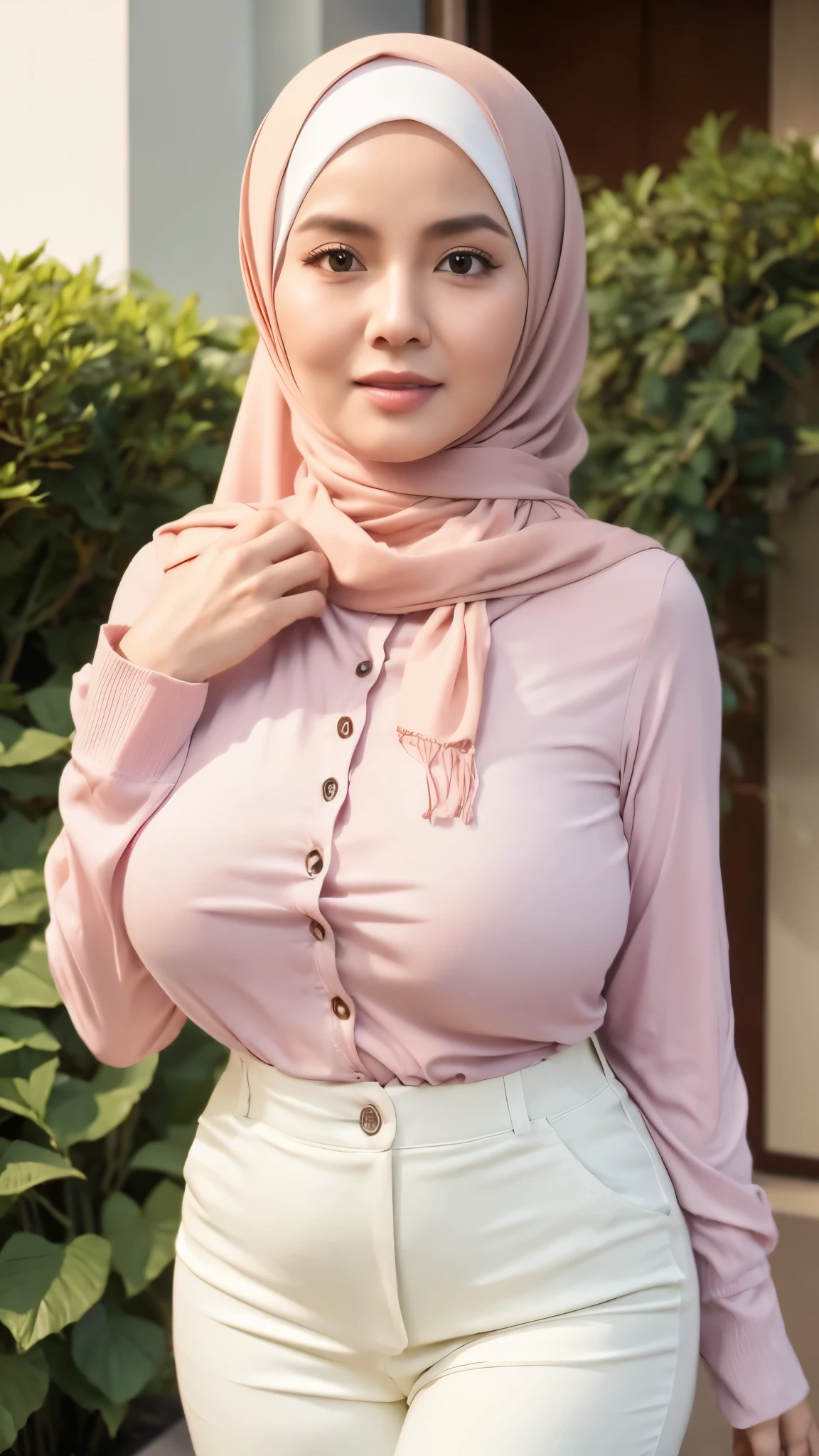 50 years Old, Hijab Indonesian mature woman, Big Tits : 66.9, Gamis, Breast out from her clothes : 1.9, at doctor office, Dark light, at Nighttime