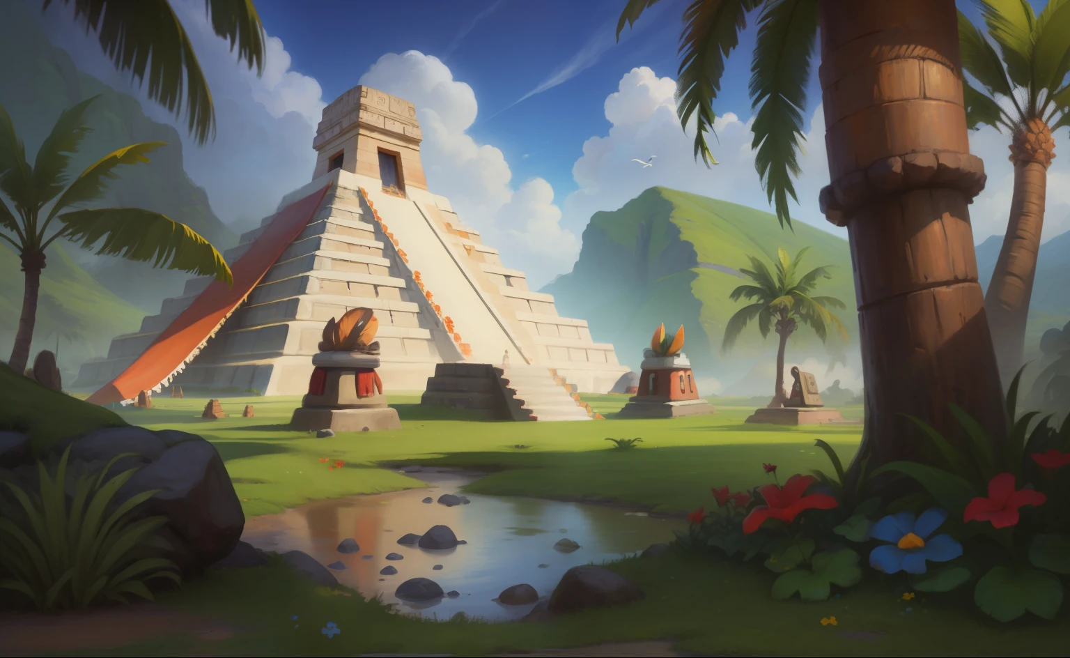 Background with，mayan，Hawaiian Nation，gameicon，highest masterpiece，high qulity