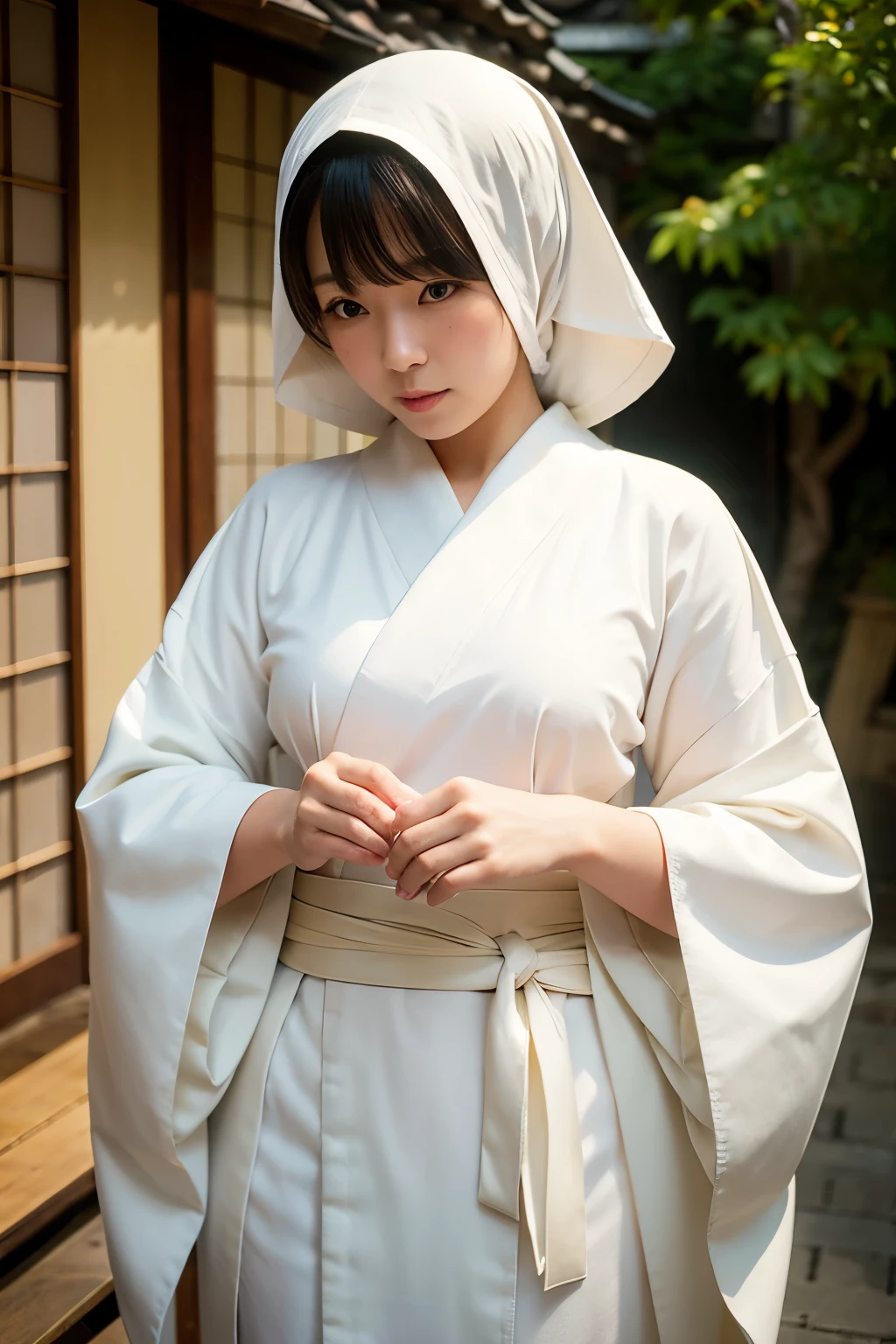 ((highest quality)), ((masterpiece)), (detailed), Japanese Ghosts, Female Ghost, White kimono,