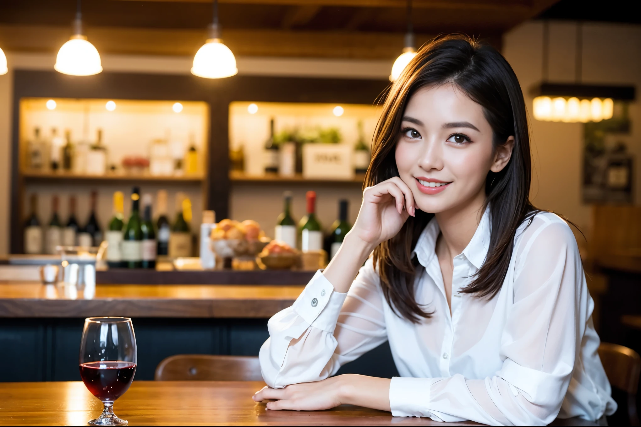 ((highest quality、8k、masterpiece:1.3))、Ray Dan lookalike beauty、1 male、1 female、Couple、Spouse、half、The body is slim、((Bob Hale、Straight hair:1.2)), (Realistic, Intricate details:1.2), Wine glass on the table、Shine light on your face、 Amazing view of the sunset sky and clouds、Amazing mountain views、A bright smile、The wonderfulness of smile、Bright image、The beauty of wine, Beautiful Face, blue eyes, The light shines on your face, Blushing, short hair,Bright Face、 (Age 44), 43 years old, red wine 、Appetizers、Italian food、Wine bottle、Champagne、sparkling wine、Two beauties、Brown Hair、Shortcuts、Long sleeve shirt、dress、Pretty Woman 1, (Slim face), (The body is slim), (Brown Hair), (Shortcuts), cheeks turn a little red,Attractive beauty、restaurant, In a prominent place (From the waist up) Nova Frog Style, actress, model, Upper Body, White wine, slim, wine glass, A wine glass placed in the center, smile, (smile: 1.15), Beautiful fine grain, Depth f/2,saturation, High Contrast, Strong light and shadow,Moist Body:1.5、3D texture、Delicate eyes、Brown Hair、The hair is very shiny、