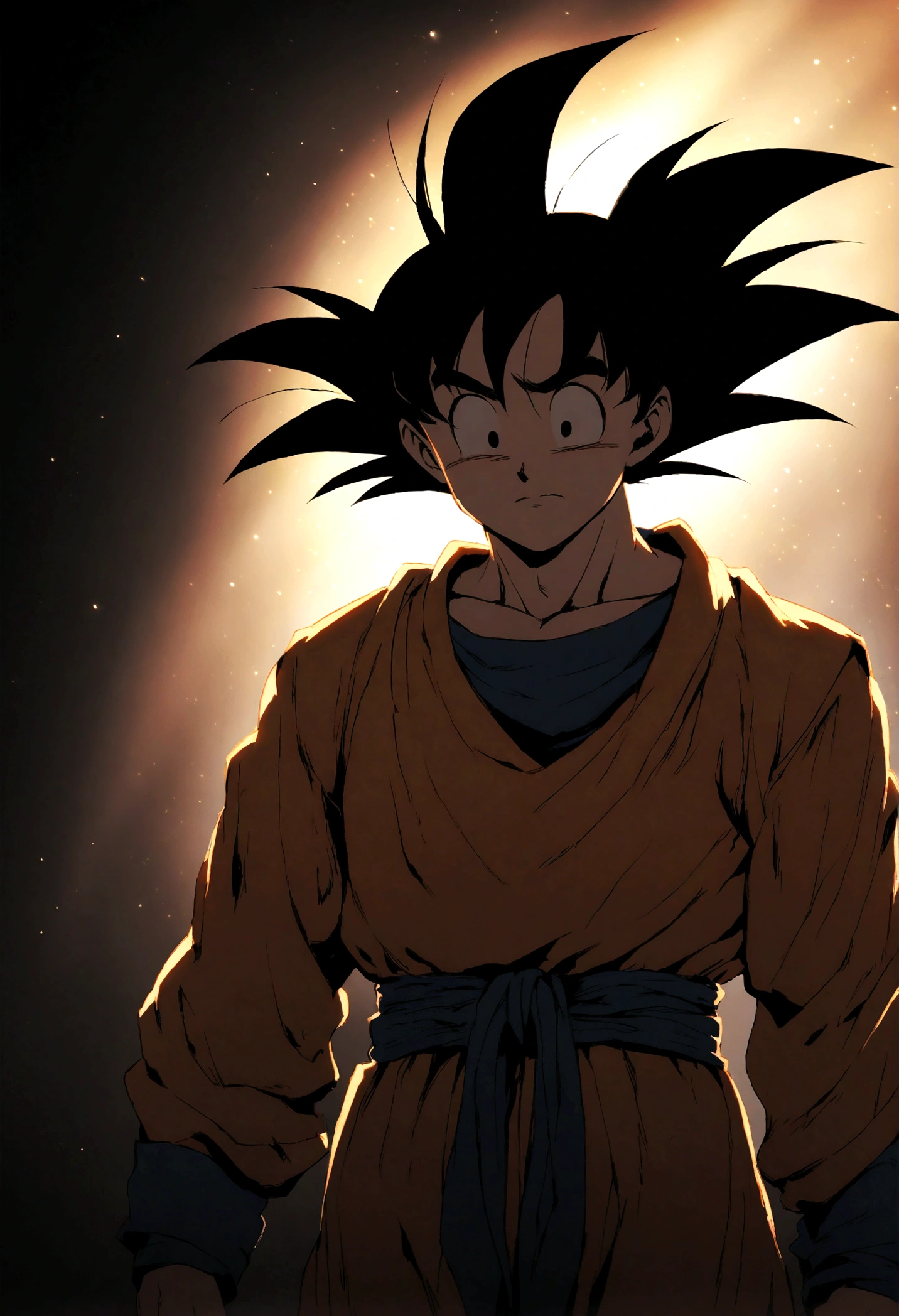 Goku sad still remembers very well when I lost. lighting background