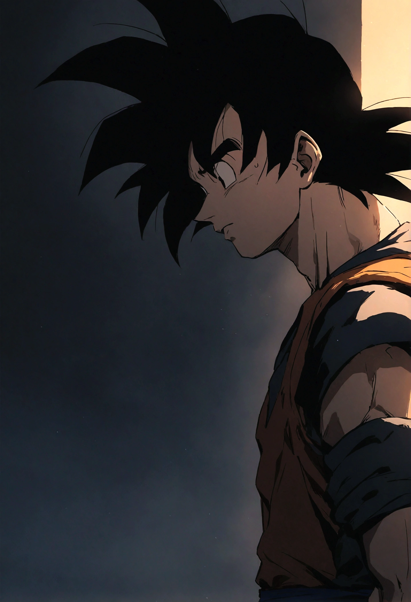 Goku sad still remembers very well when I lost. lighting background 