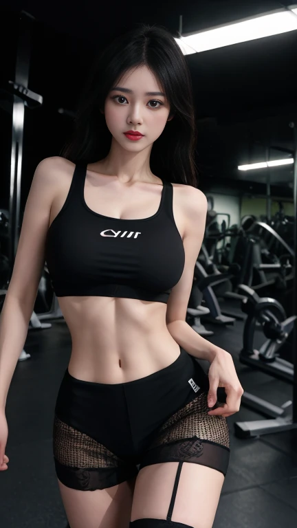 1girl,gym,Special clothes S21, upper body, cowboy shot, masterpiece, beautiful, best quality, Highres, absurdres,Raw photo, dynamic pose, multiple view,