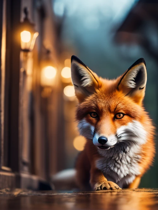 The fox and the dog、Cute and gentle、Sharp eye focus、Supernatural、Another world、Ultra Detail、bright fur、Magic Lighting、trajectory、 Light dust、beautiful、Cinematic lighting、 Bokeh effect