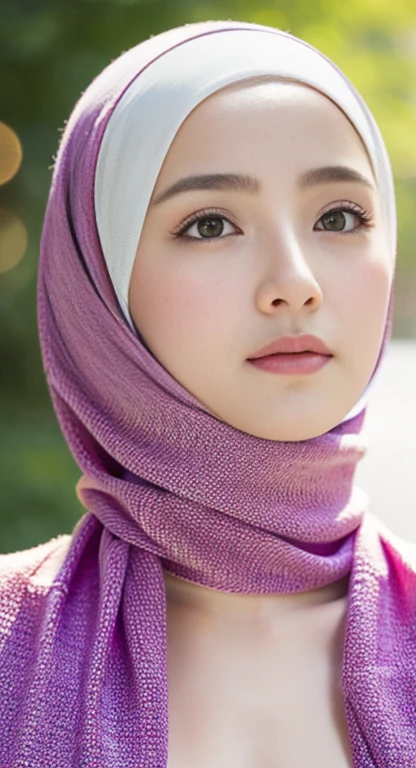 Masterpiece, Highest quality, 8ก, nonsense, beautiful woman, cute, outdoor,half body, (naked:1.5), wearing pasmina hijab,hijab, ,good body, No makeup, Bukkake, Law near and far, depth of field, Exaggerated, high resolution, picture, Sharp focus, do not have, Headlight, dynamic light, detailsสูงสุด, detailsสุดขีด、Very detailed、details、genuine skin、delicate face、Easy to erase