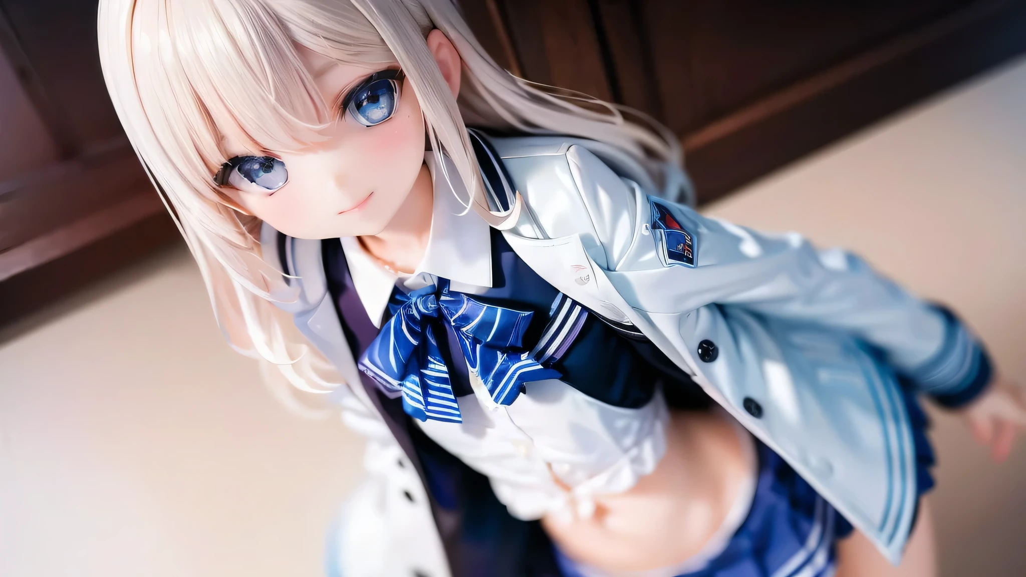 Sister in 4th grade、2 people、10 years old、125cm 、Blazer 、mini skirt、White panties、smile、