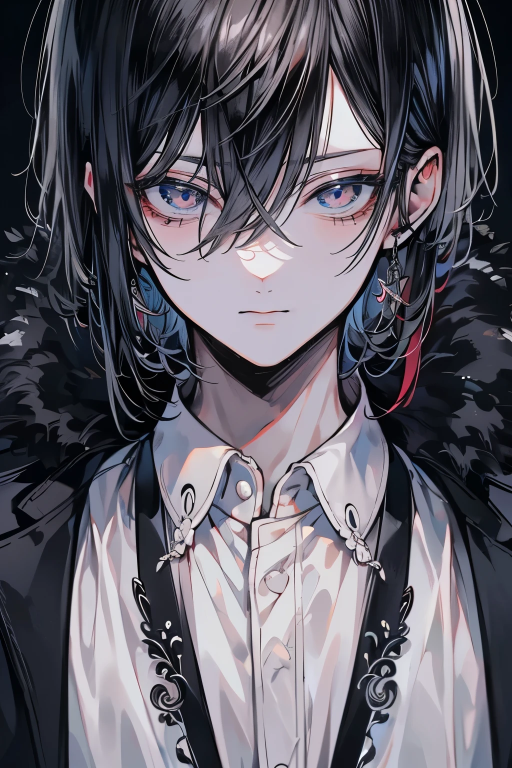 (Mastepiece), (Best Quality), Very detailed, ((Slender boys:1.5)), Perfect Face, Beautiful Face, Very detailedな顔,(Black-haired man:1.3),Plain T-shirt、Boys' Room、shirt lift