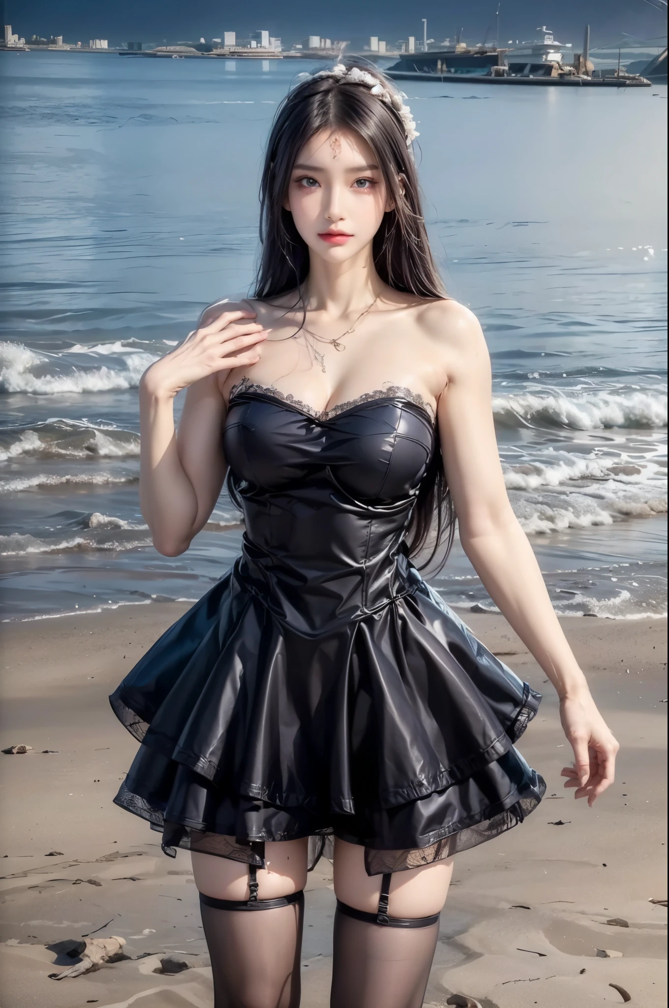 realistic, 1gril, per HD, 12k, wearing Allstars shoes, slim body, rather big body, six pack body, big round breasts, no clothes, beautiful breasts, looking at the camera, sitting on the sofa, long black hair, facial details, detailed person, body details, clothing details, hair details, body details, body details, breast details, ?????? details, clothes, eye details, sweat details, water details, pose (knees bent and legs wide apart) whole body
