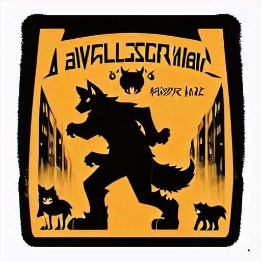 A very simple style cartoonist wolf maskot for logo full body, brutalism