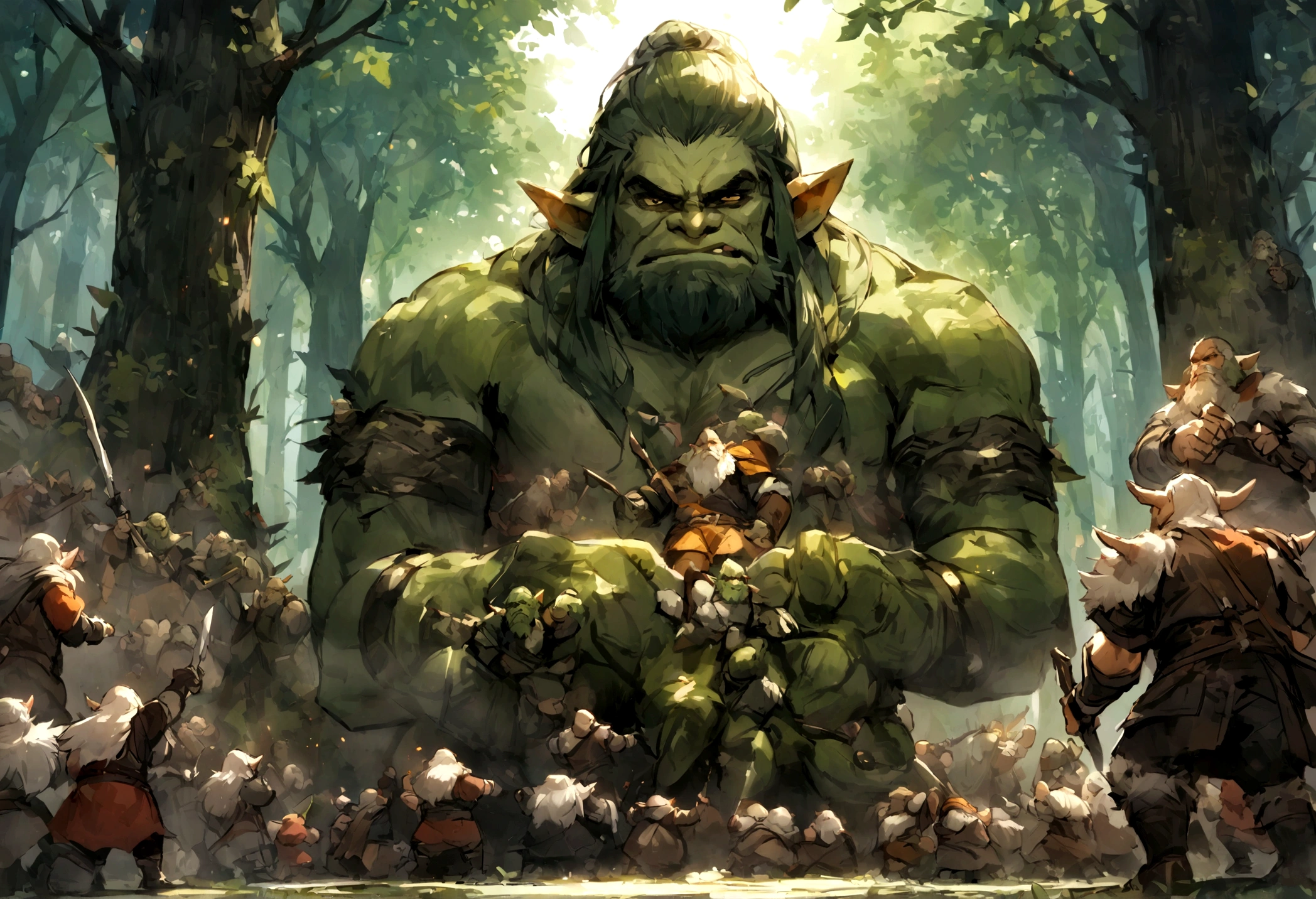 War between Dwarves and Orcs in the Forest、Thousands of Dwarves