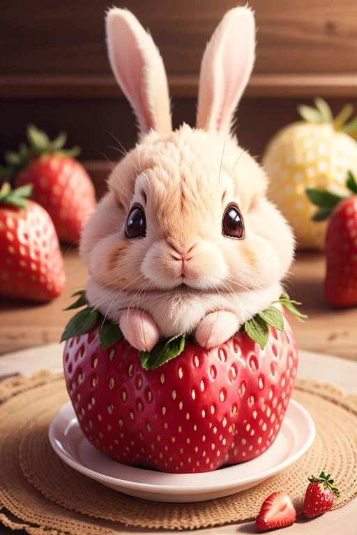 Rabbit animal Dressed Hairy strawberry Non-human cute