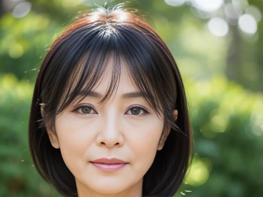 Fine lines,Aunt,Japanese,Elegant,wrinkled skin,Black Hair,50 years old