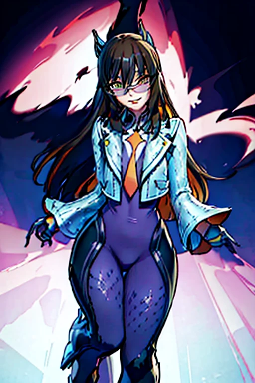 countess Daraku, long hair, glasses, boots, pants, gloves, pants, smile,
BREAK looking at viewer,
BREAK outdoors,
BREAK (masterpiece:1.2), best quality, high resolution, unity 8k wallpaper, (illustration:0.8), (beautiful detailed eyes:1.6), extremely detailed face, perfect lighting, extremely detailed CG, (perfect hands, perfect anatomy),forest