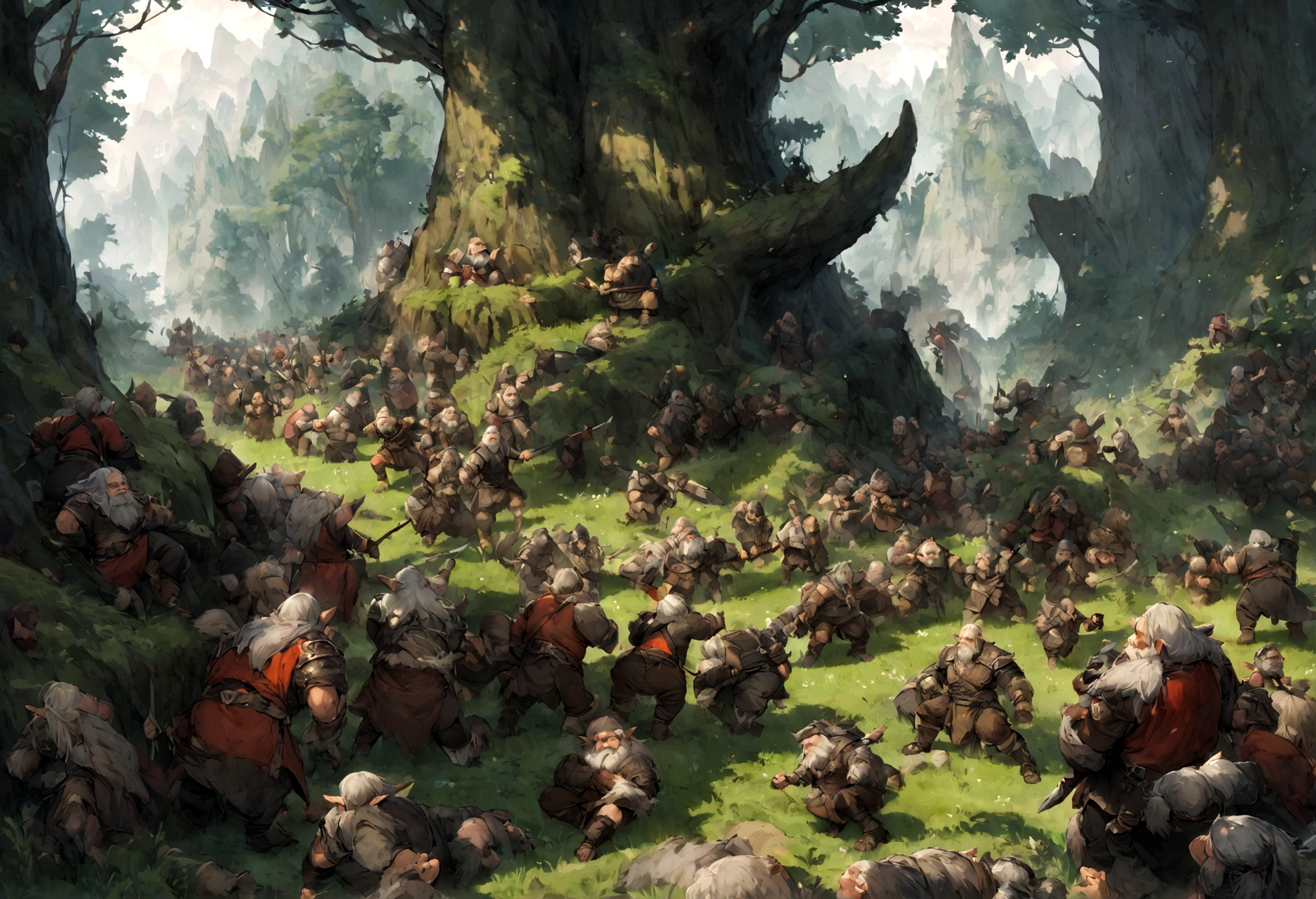 War between Dwarves and Orcs in the Forest、Thousands of Dwarves