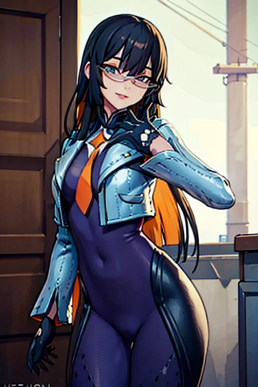 countess Daraku, long hair, glasses, gloves, pants, smile, 
BREAK looking at viewer,
BREAK outdoors,
BREAK (masterpiece:1.2), best quality, high resolution, unity 8k wallpaper, (illustration:0.8), (beautiful detailed eyes:1.6), extremely detailed face, perfect lighting, extremely detailed CG, (perfect hands, perfect anatomy)