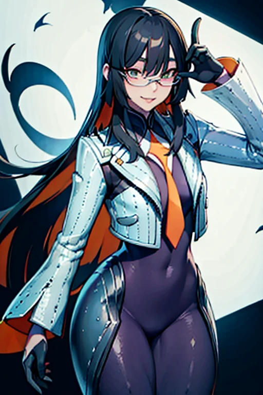 countess Daraku, long hair, glasses, gloves, pants, smile, 
BREAK looking at viewer,
BREAK outdoors,
BREAK (masterpiece:1.2), best quality, high resolution, unity 8k wallpaper, (illustration:0.8), (beautiful detailed eyes:1.6), extremely detailed face, perfect lighting, extremely detailed CG, (perfect hands, perfect anatomy)