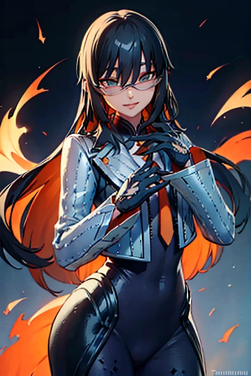 countess Daraku, long hair, glasses, gloves, pants, smile, trench coats
BREAK looking at viewer,
BREAK outdoors,
BREAK (masterpiece:1.2), best quality, high resolution, unity 8k wallpaper, (illustration:0.8), (beautiful detailed eyes:1.6), extremely detailed face, perfect lighting, extremely detailed CG, (perfect hands, perfect anatomy)