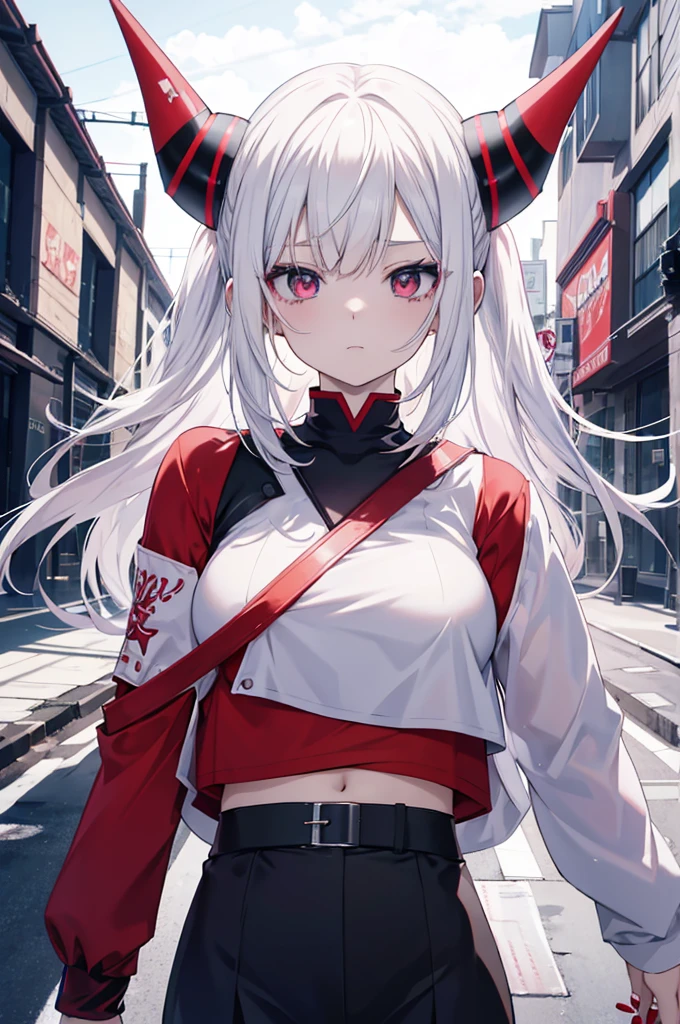 anime girl with white hair and horns in a red top, badass anime 8 k, anime style 4 k, best anime 4k konachan wallpaper, 4k anime wallpaper, 4 k manga wallpaper, anime wallpaper 4 k, anime wallpaper 4k, anime art wallpaper 8 k, anime art wallpaper 4k, anime art wallpaper 4 k, detailed digital anime ar