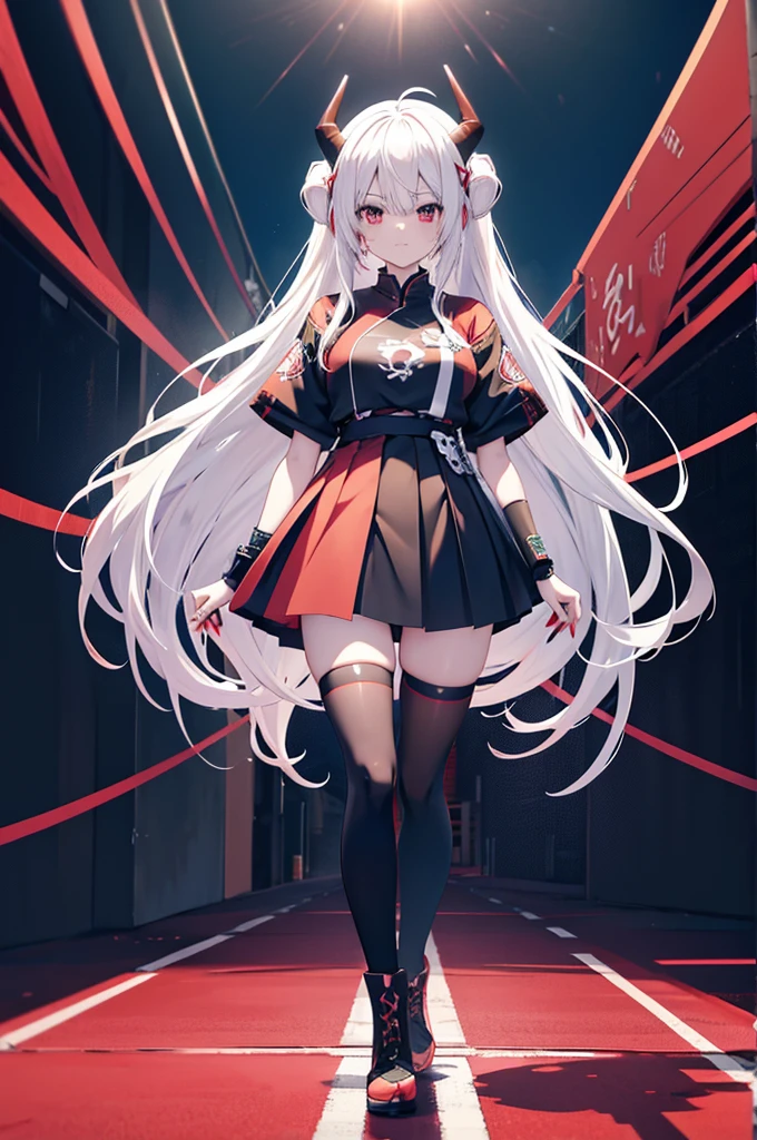 anime girl with white hair and horns in a red top, badass anime 8 k, anime style 4 k, best anime 4k konachan wallpaper, 4k anime wallpaper, 4 k manga wallpaper, anime wallpaper 4 k, anime wallpaper 4k, anime art wallpaper 8 k, anime art wallpaper 4k, anime art wallpaper 4 k, detailed digital anime ar