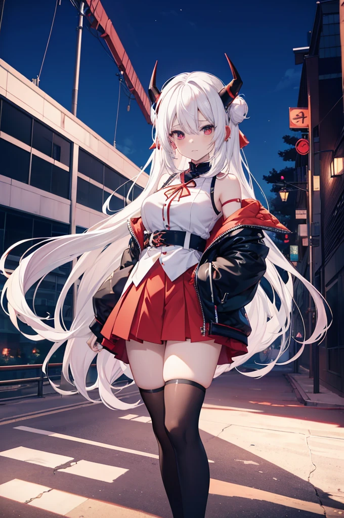 anime girl with white hair and horns in a red top, badass anime 8 k, anime style 4 k, best anime 4k konachan wallpaper, 4k anime wallpaper, 4 k manga wallpaper, anime wallpaper 4 k, anime wallpaper 4k, anime art wallpaper 8 k, anime art wallpaper 4k, anime art wallpaper 4 k, detailed digital anime ar