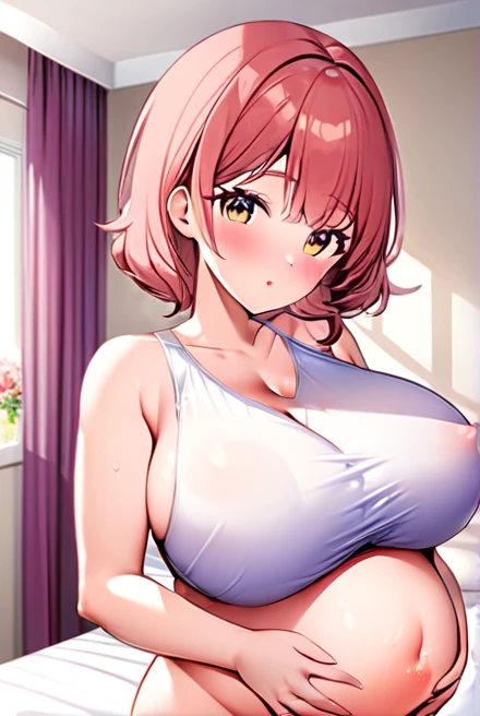 Pregnant woman, pregnant belly, multiple births, swimsuit, big breasts