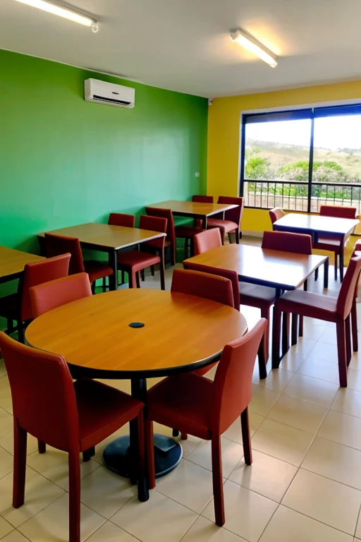  cafeteria con  mesas redondas

