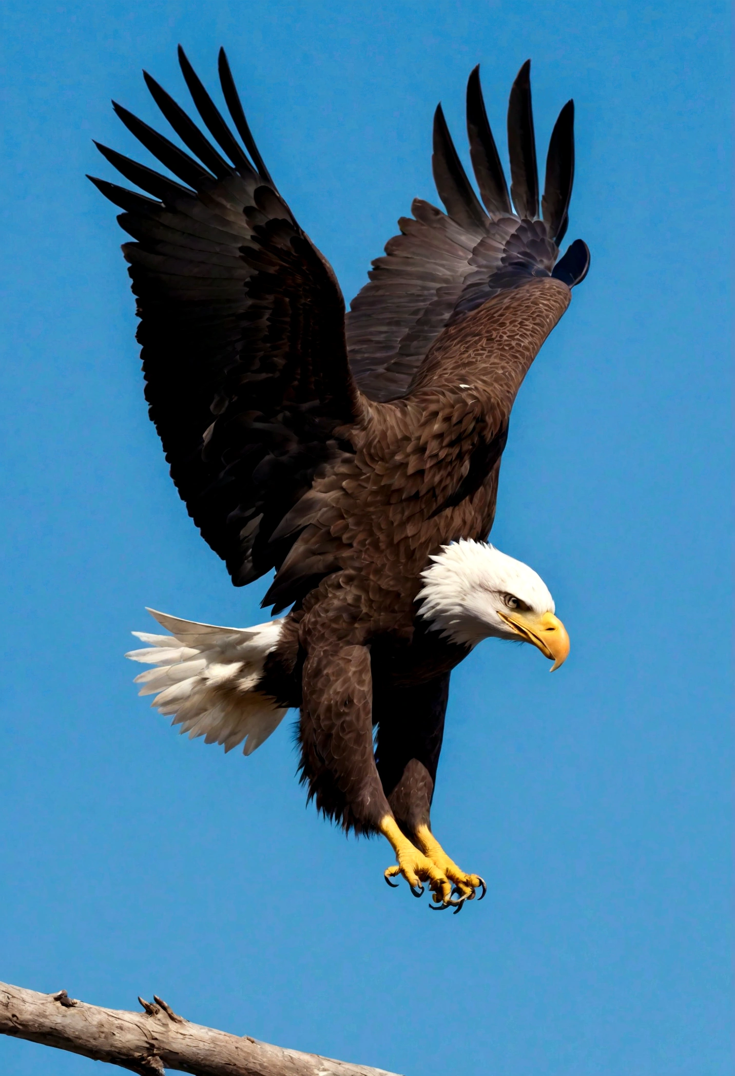 American eagle,Low profile,Baldness,Dark blue,Sky,Catching prey