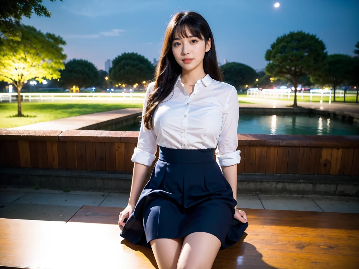 (RAW Photos:1.2), (Realistic:1.4),Beautiful detailed woman,非常にFine grainと顔, Fine grain, Very detailed,High resolution, highest quality,8k wallpaper,masterpiece,highest quality,1 female,alone,rich,(A little chubby:0.9),Toned figure,Photograph the upper body,Narrow waist,(blouse,mini skirt,High heels),Semi-long hair,Serious face,A dignified atmosphere,black eye,Realistic,(Night Park:1.1)、Eating a lot of mushrooms、There are mushrooms on the table、There are lots of mushrooms around