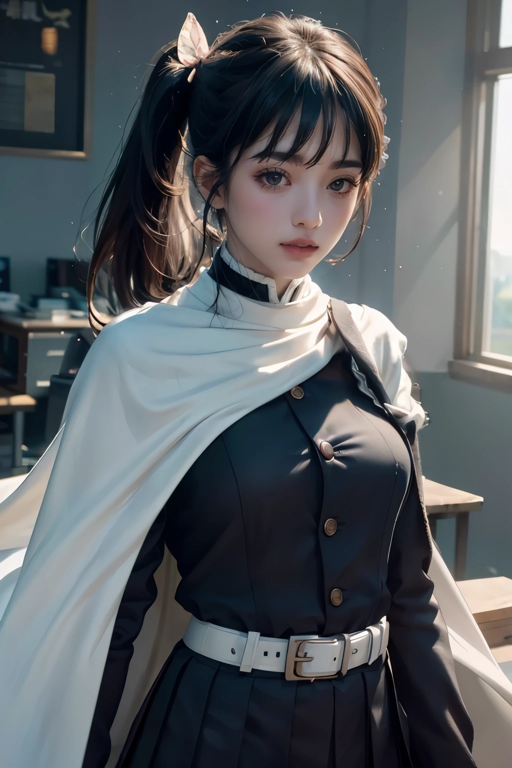 A woman in a black and white outfit standing in a room - SeaArt AI