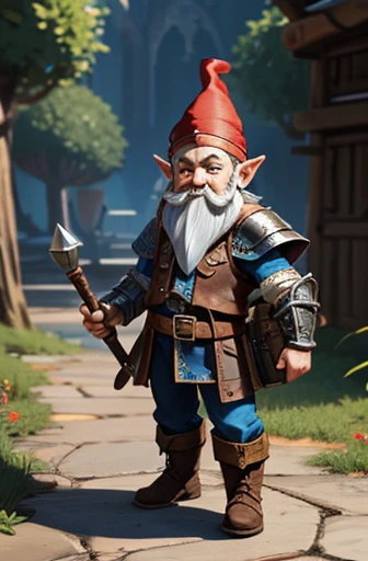 Short skinny man, Gnome Adventurer,middle aged, Leather Armor, Thief Magician