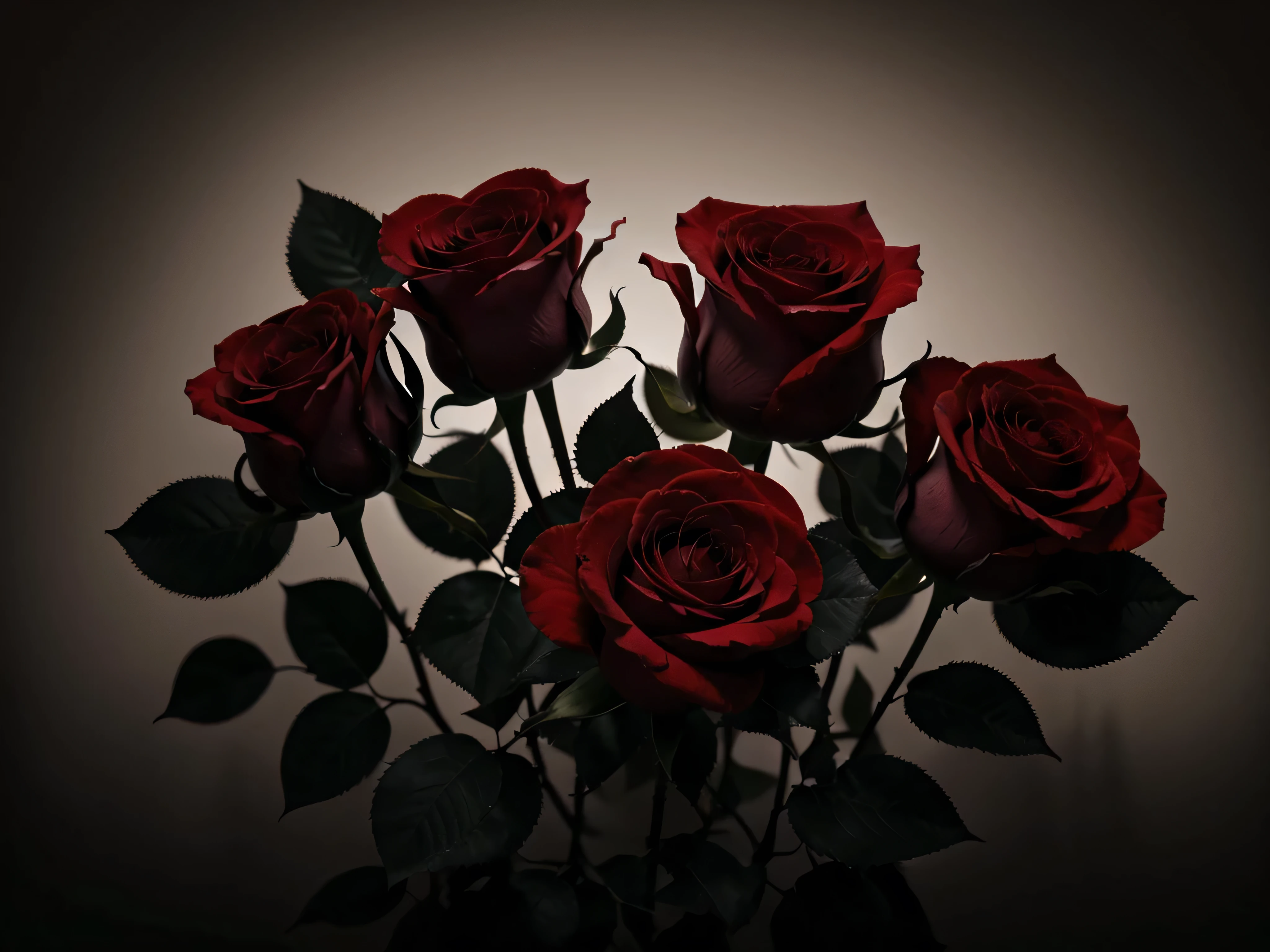 chiaroscuro red roses flowers in black background
