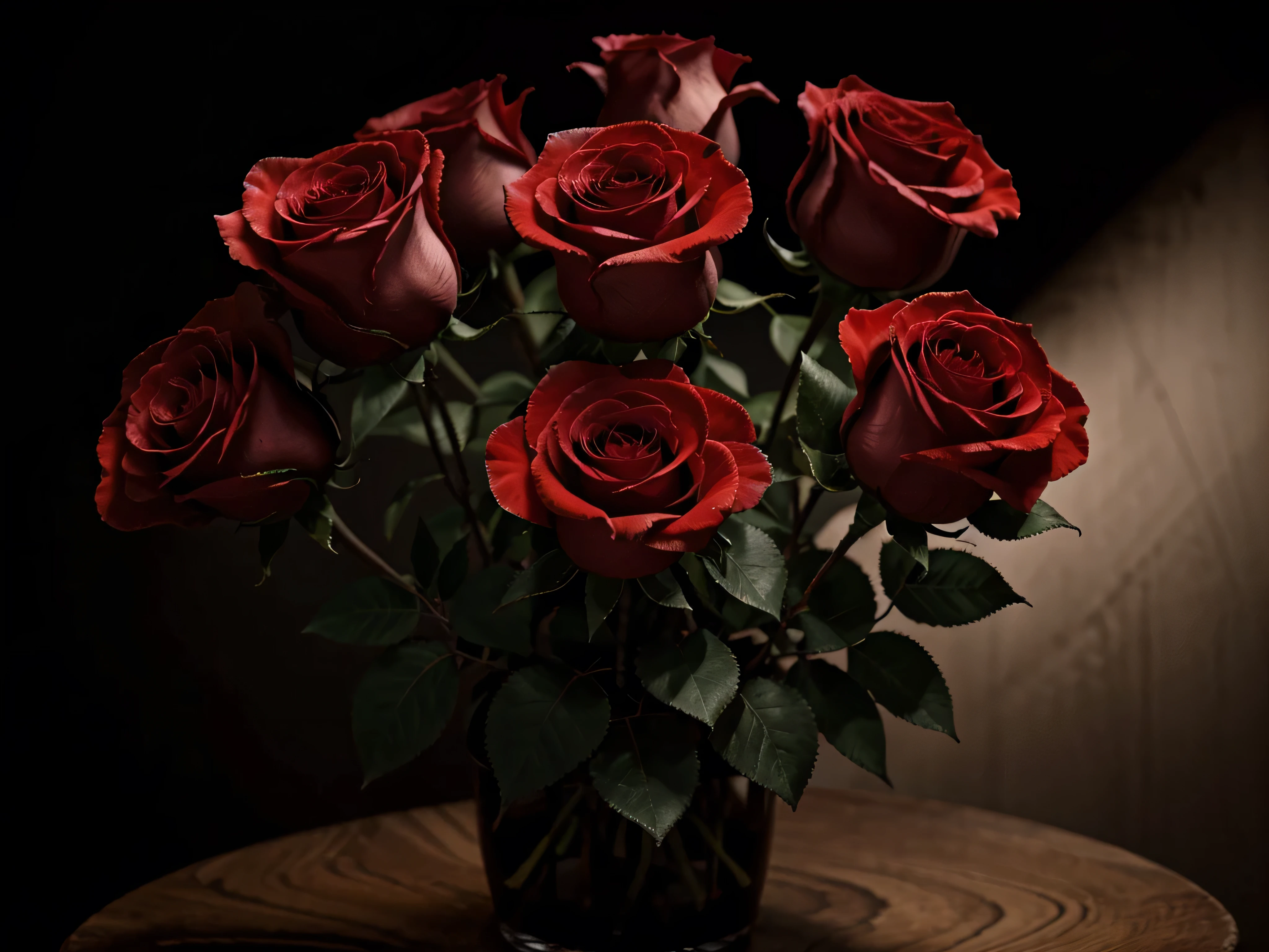 chiaroscuro red roses flowers in black background